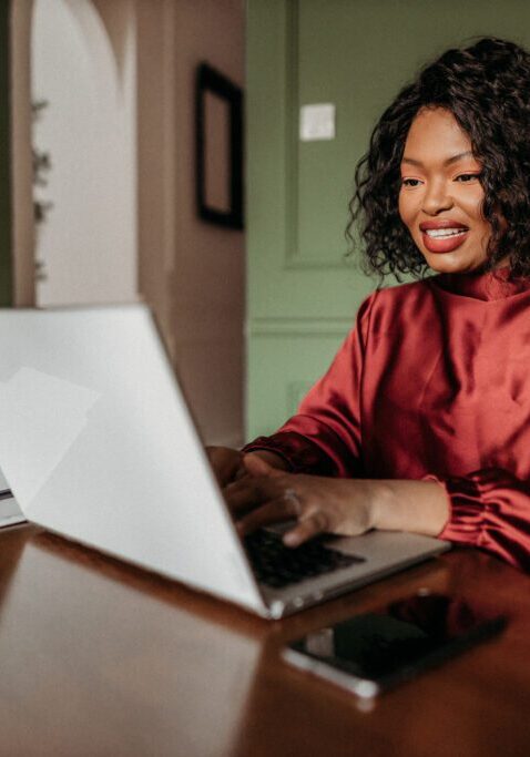 Young woman working from home